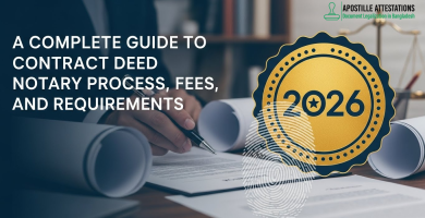 A partial view of the Apostille Attestations ad showing the text about the notary process and a golden seal for 2026